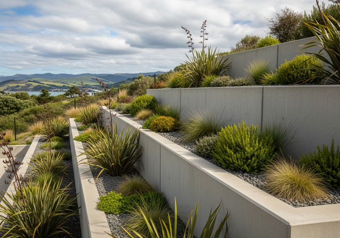 Tiered Retaining Walls & Steps, Port Chalmers